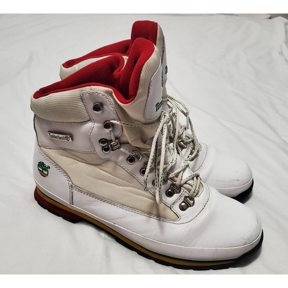 Timberland Jamaica Bob Marley White/Red/Green Euro Hiker Boots Men\'s Size 12